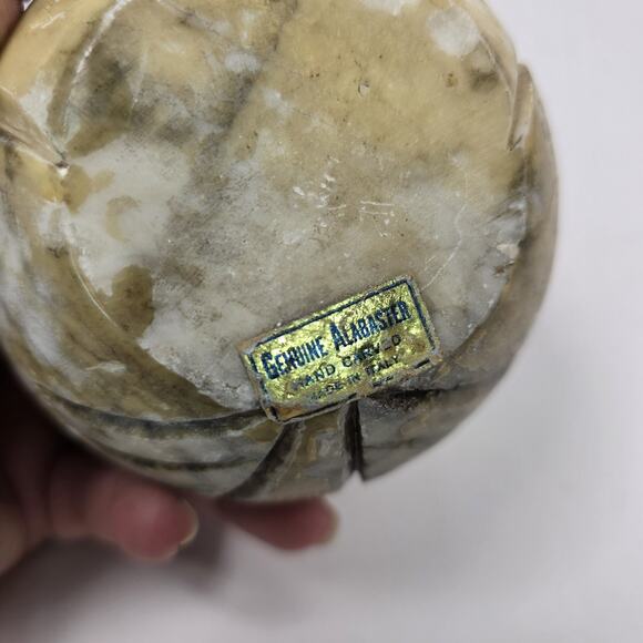 Vintage Genuine Alabaster Marble Owl Head Hand Carved Made in Italy Paperweight - Picture 9 of 11